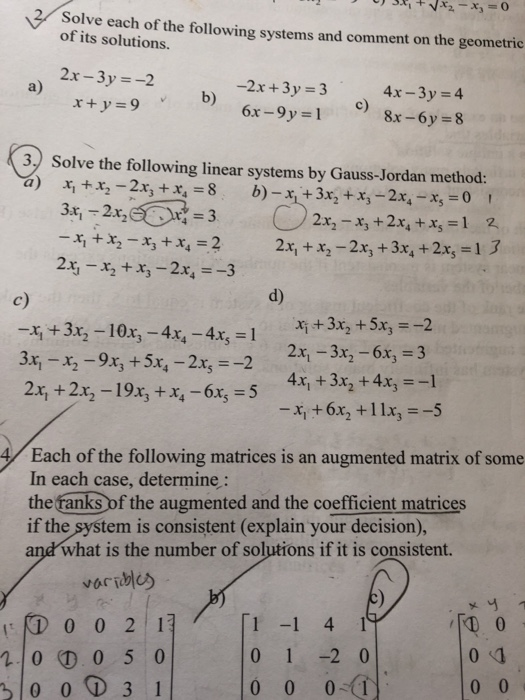 Solved 3 7 0 Solve Each Of The Following Systems Chegg Com