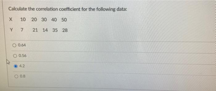 Solved Calculate the correlation coefficient for the | Chegg.com
