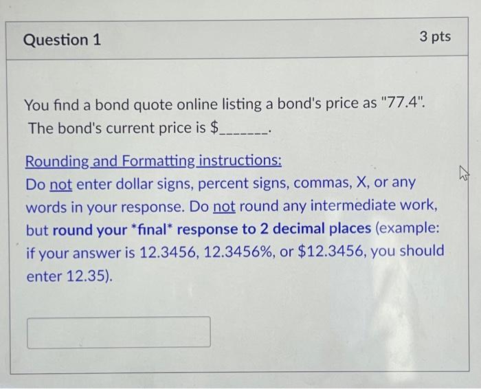 Solved You find a bond quote online listing a bond's price | Chegg.com