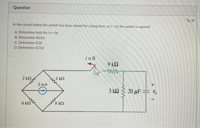 Solved In the circuit below the switch has been closed for a | Chegg.com
