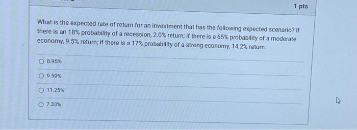 Solved What is the expected rate of return for an investment | Chegg.com