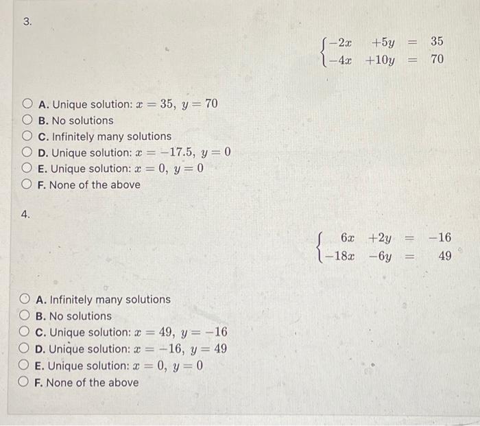 Solved For Each System, Determine Whether It Has A Unique | Chegg.com