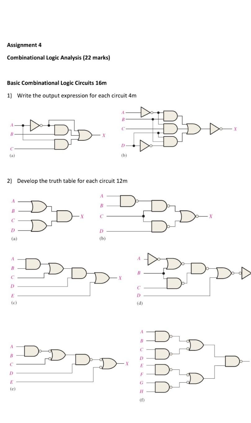 Solved Basic Combinational Logic Circuits 16 M 1) Write The | Chegg.com