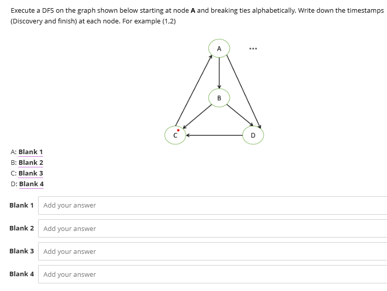 Solved Execute a DFS on the graph shown below starting at | Chegg.com
