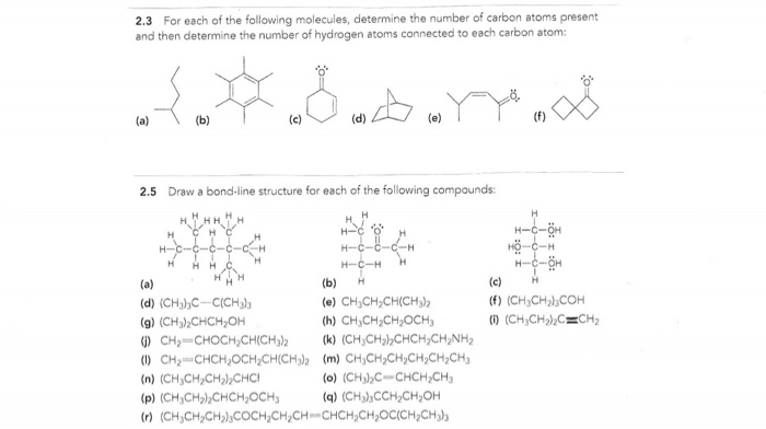 Solved 2.3 For each of the following molecules, determine | Chegg.com