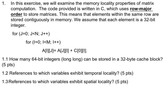 Solved 1. In This Exercise, We Will Examine The Memory | Chegg.com