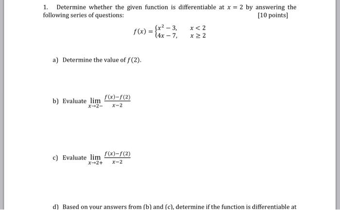 Solved 1. Determine whether the given function is | Chegg.com