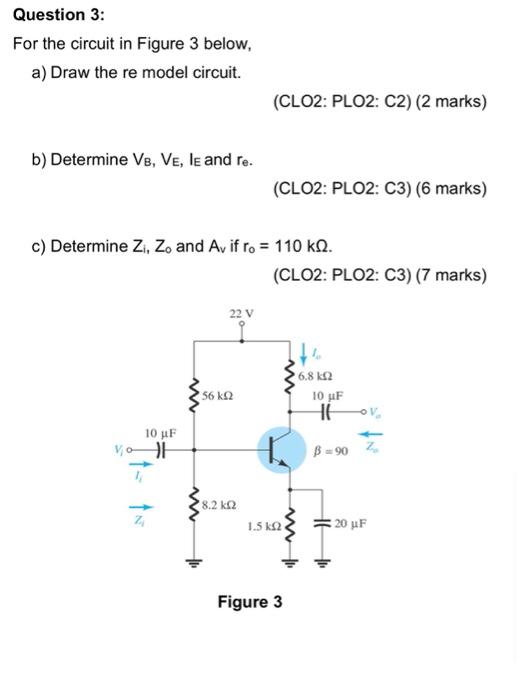 Solved Question 3: For the circuit in Figure 3 below, a) | Chegg.com