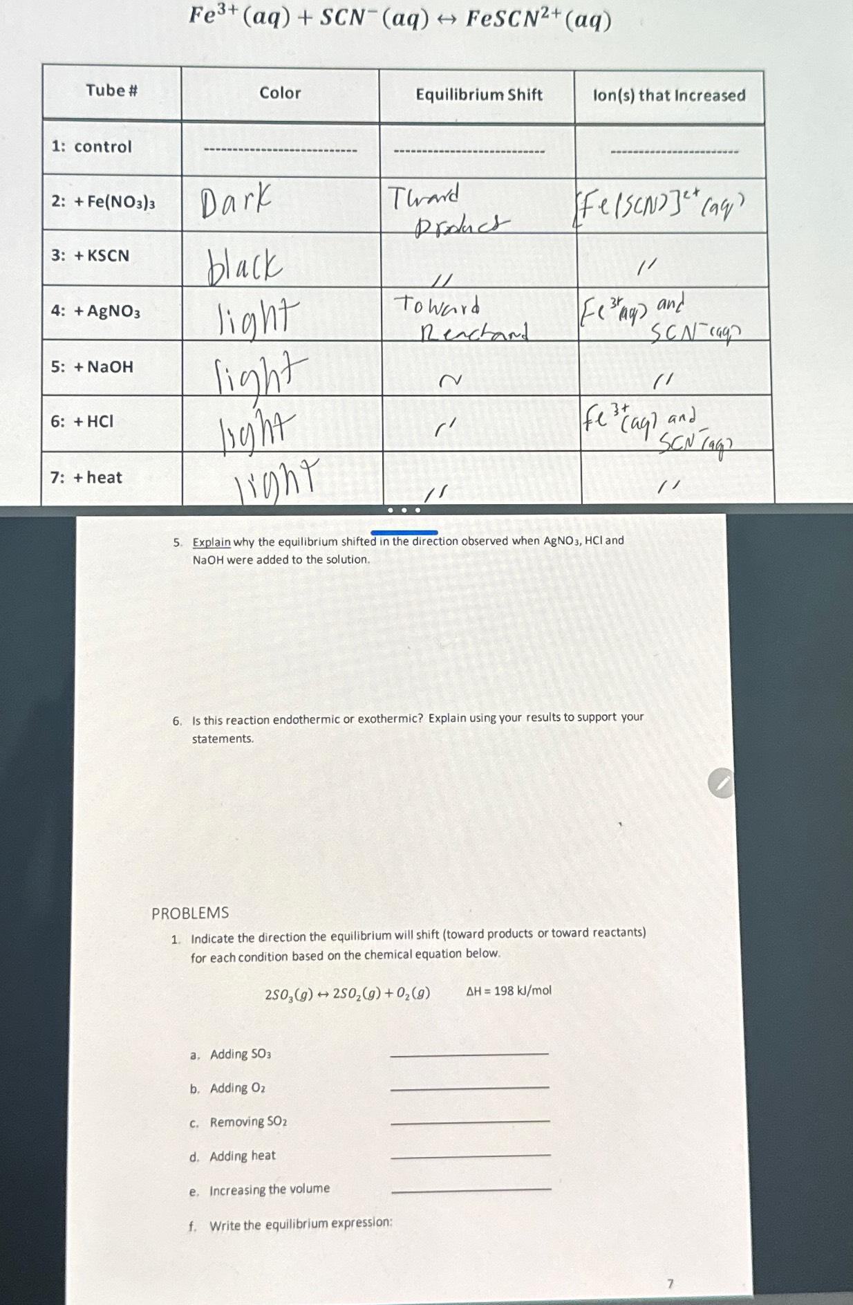 Fe3+(aq)+SCN(aq)harrFeSCN2+(aq)\table[[Tube
