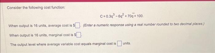 Solved Consider the following cost function: | Chegg.com