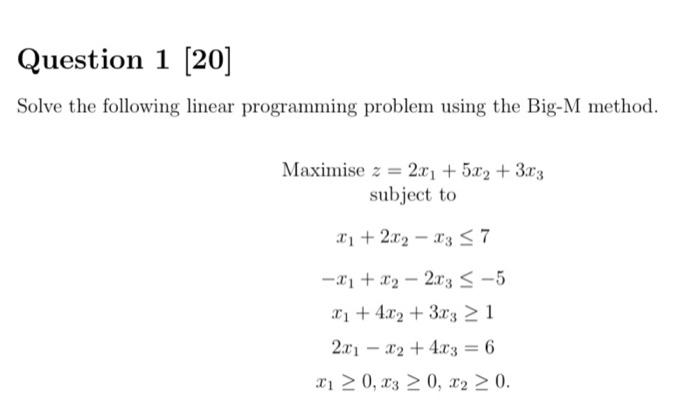 Solved Solve The Following Linear Programming Problem Using | Chegg.com