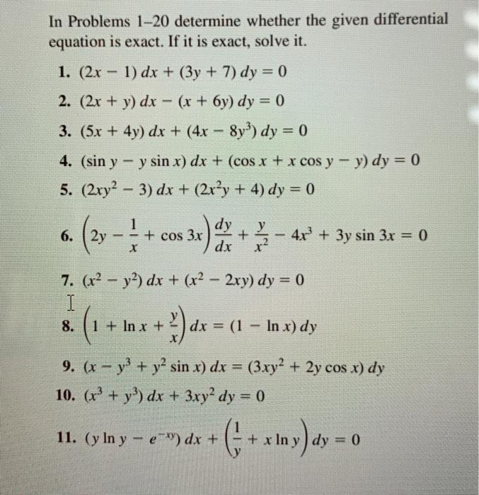 Solved In Problems 1-20 determine whether the given | Chegg.com