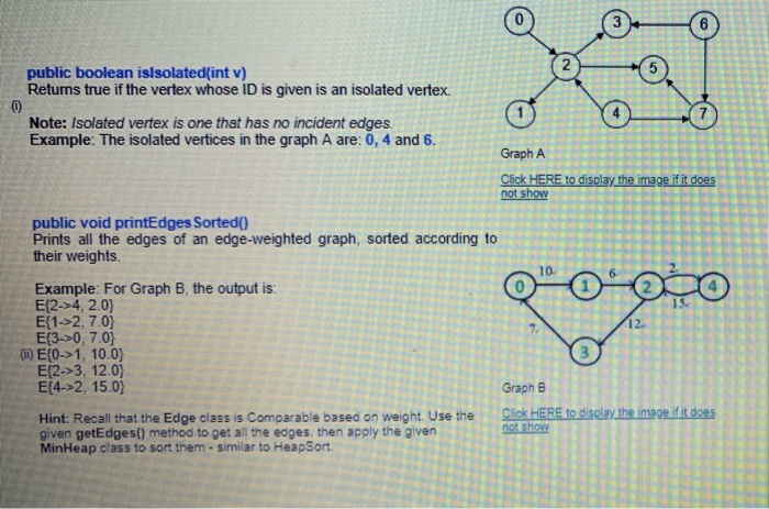Solved 2 public boolean isisolated{int v) Returns true if | Chegg.com