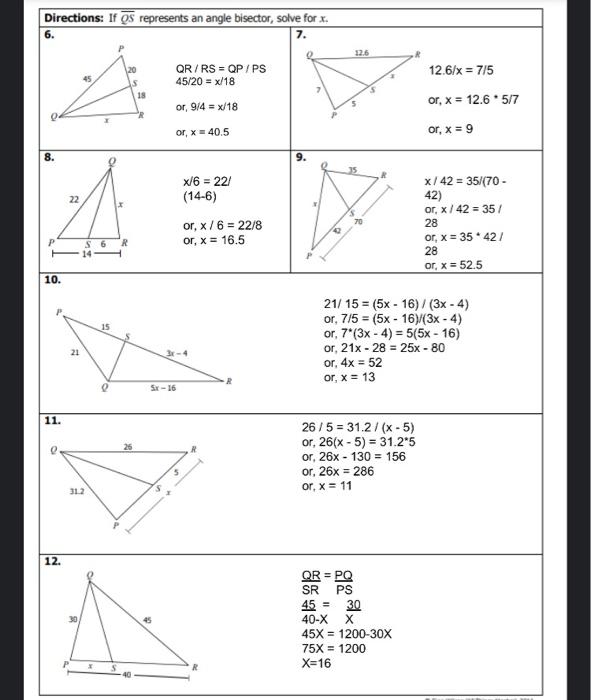 Solved Directions Given each pair of similar triangles,