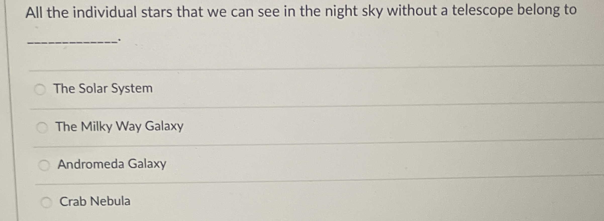Solved All the individual stars that we can see in the night | Chegg.com