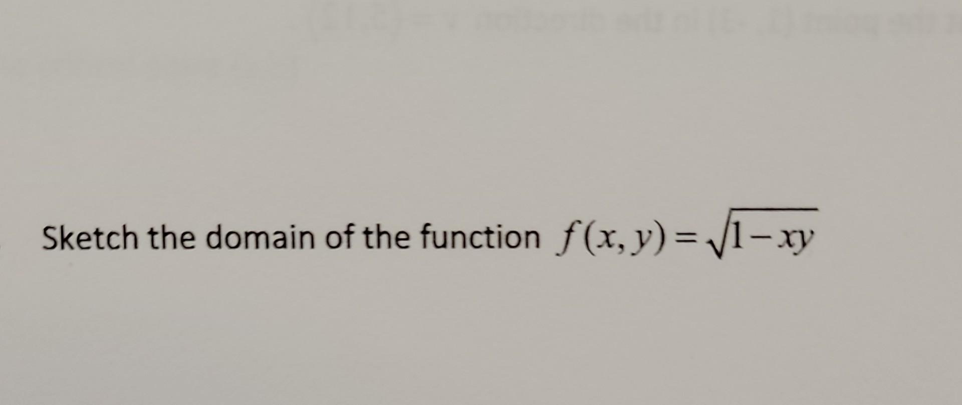 Solved Sketch the domain of the function f(x,y)=1−xy | Chegg.com