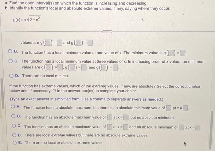Solved a. Find the open interval(s) on which the function is | Chegg.com