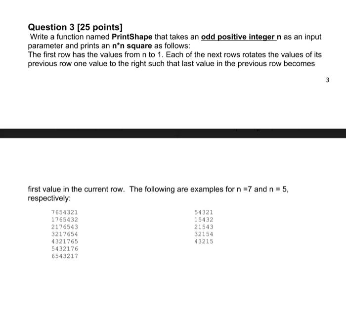 Solved Question 3 [25 points] Write a function named | Chegg.com