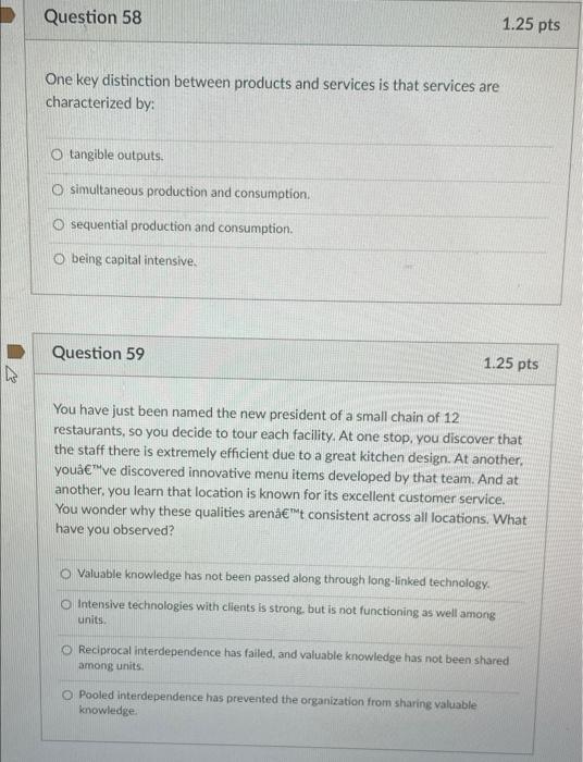 Solved Question 58 1.25 pts One key distinction between | Chegg.com