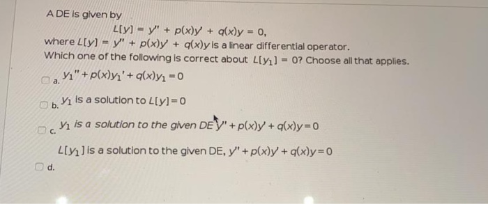 Solved A A De Is Given By L Y Y P X Y G X Y 0 Chegg Com