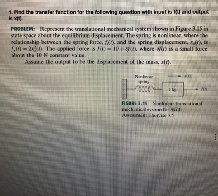 Solved 1. Find the transfer function for the following | Chegg.com