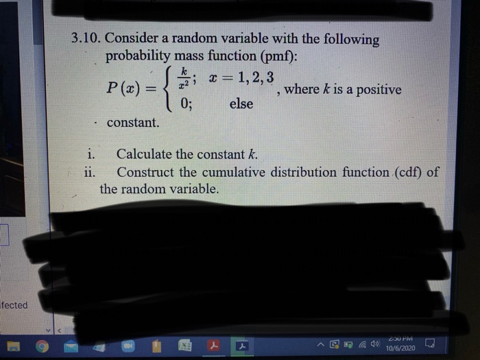 Solved 3.10. Consider a random variable with the following | Chegg.com