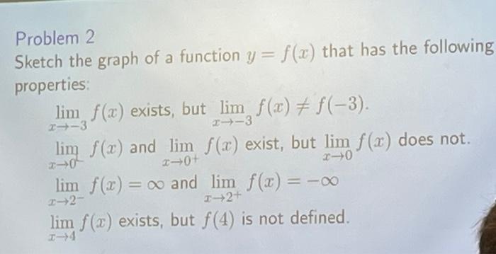 Solved Problem 2 Sketch the graph of a function y=f(x) that | Chegg.com