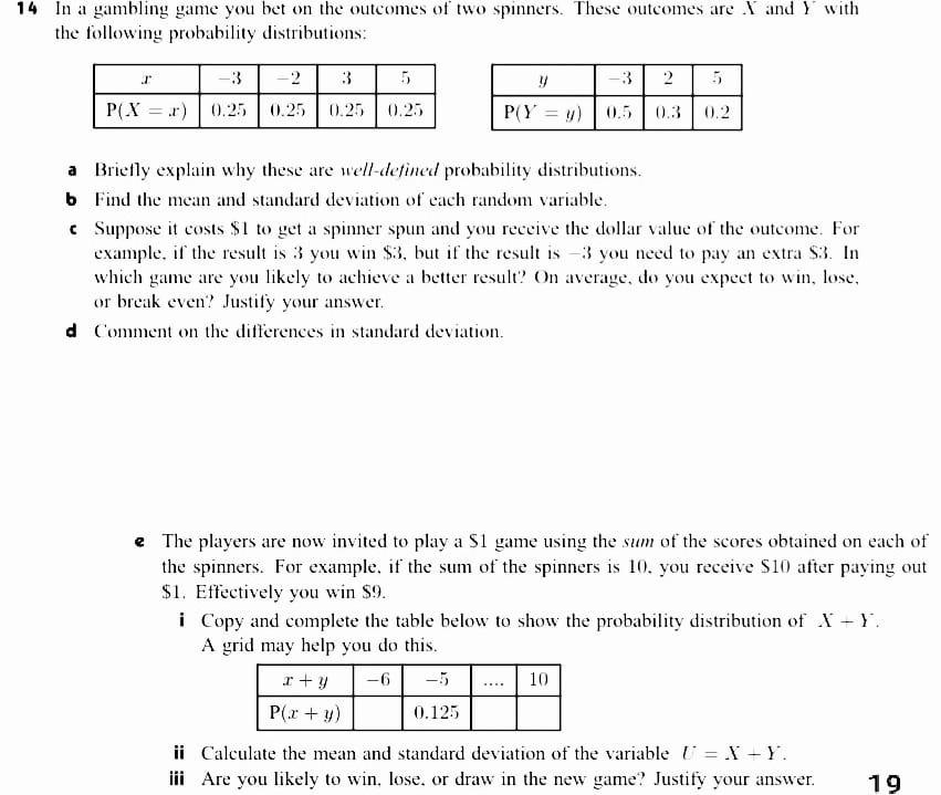 Solved 14 In A Gambling Game You Bet On The Outcomes Of Two | Chegg.com