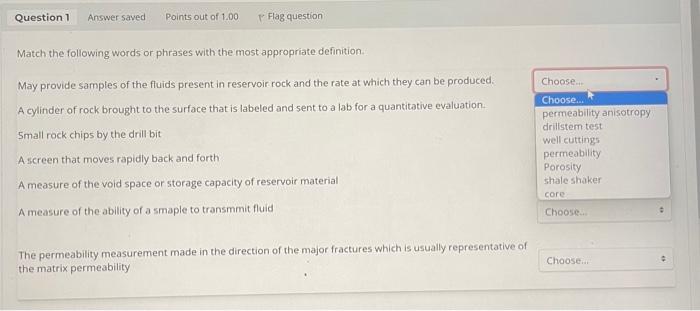 Solved Question 1 Answer saved Points out of 1.00 Flag | Chegg.com