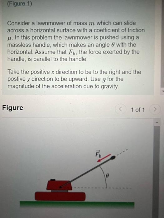 Solved (Figure 1) Consider a lawnmower of mass m which can | Chegg.com