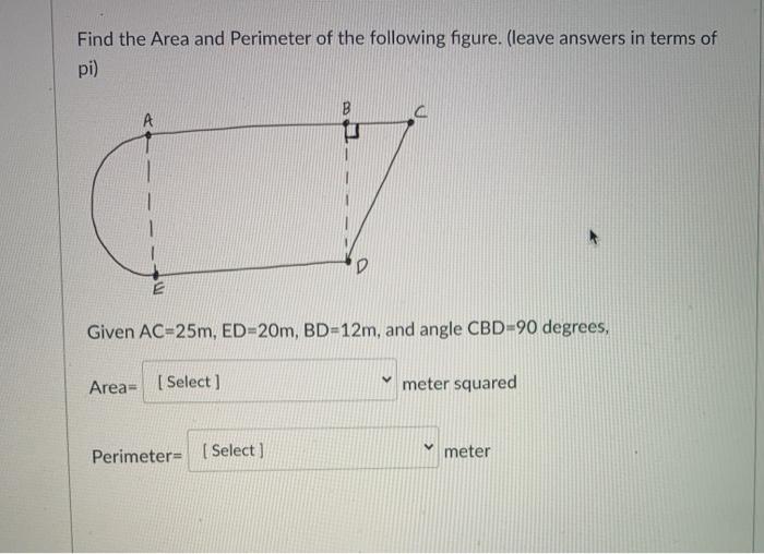 Solved Find The Area And Perimeter Of The Following Figure. | Chegg.com