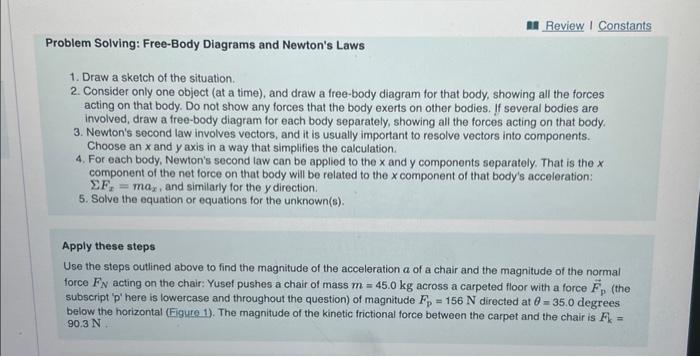 Solved Problem Solving: Free-Body Diagrams and Newton's Laws | Chegg.com