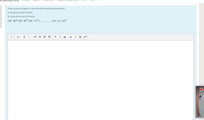 Solved Write a python program to solve the following series | Chegg.com