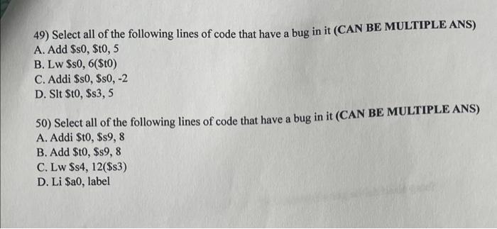 Solved 49) Select all of the following lines of code that | Chegg.com