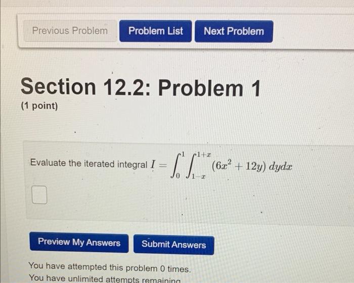 Solved Previous Problem Problem List Next Problem Section | Chegg.com