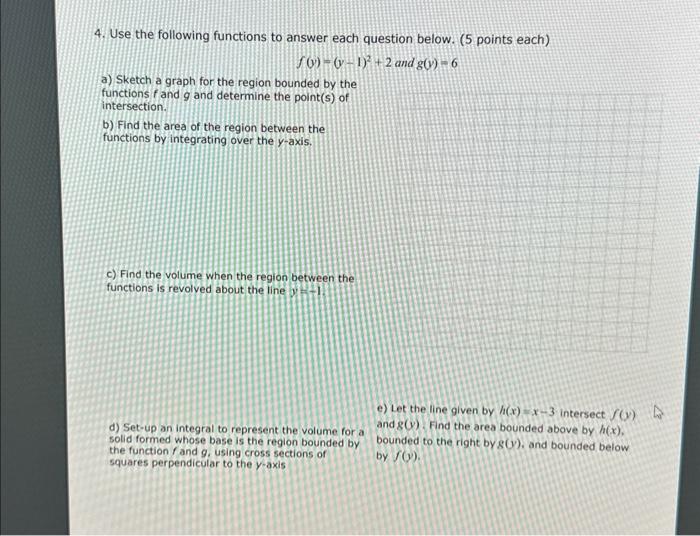 Solved 4. Use The Following Functions To Answer Each | Chegg.com