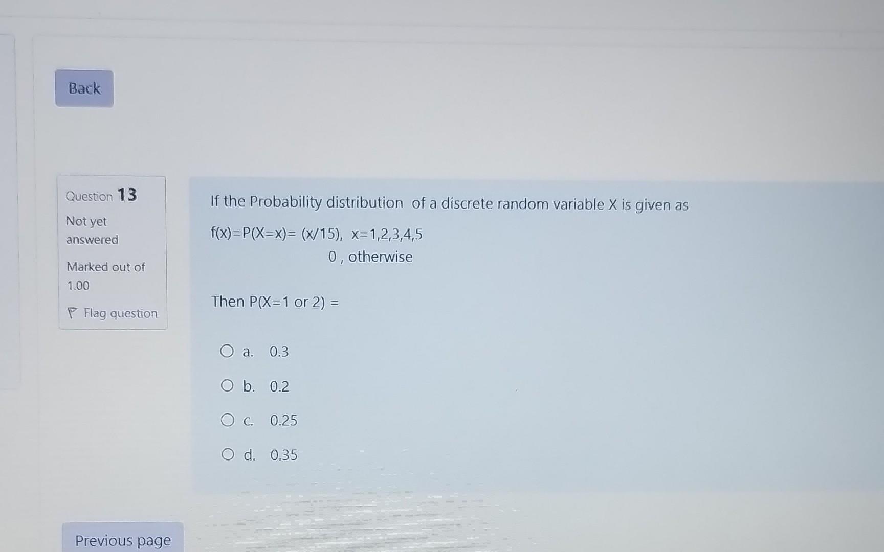 Solved If The Probability Distribution Of A Discrete Random | Chegg.com