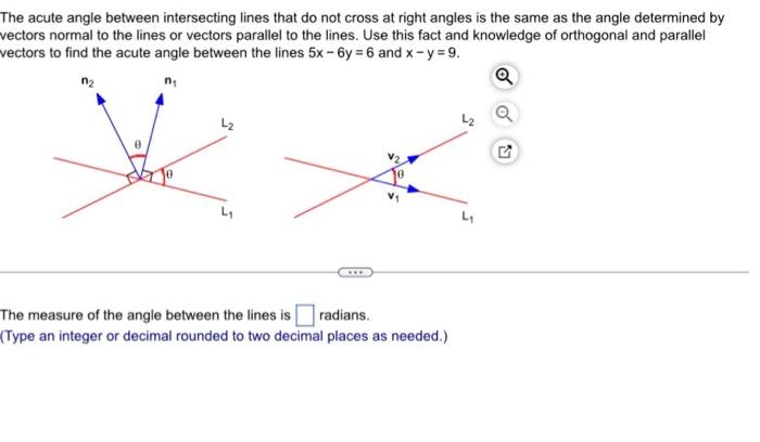 Solved The acute angle between intersecting lines that do | Chegg.com