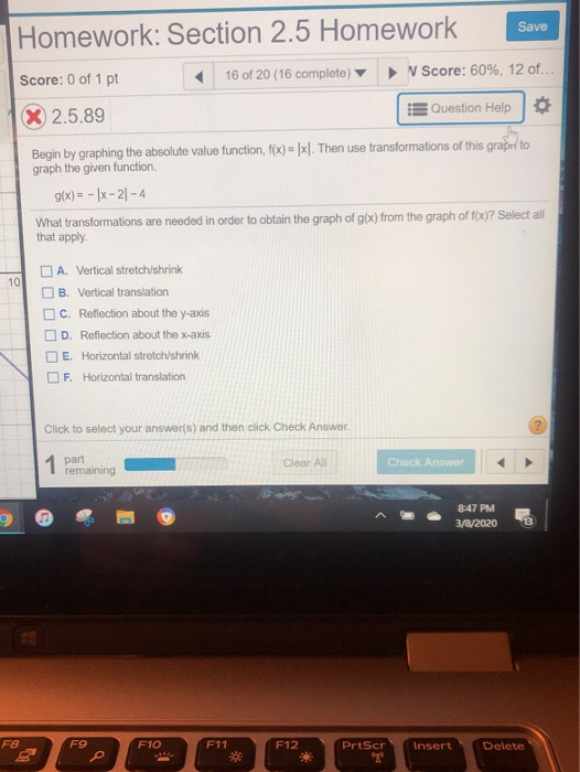 Solved Homework: Section 2.5 Homework Save 16 of 20 (16 | Chegg.com