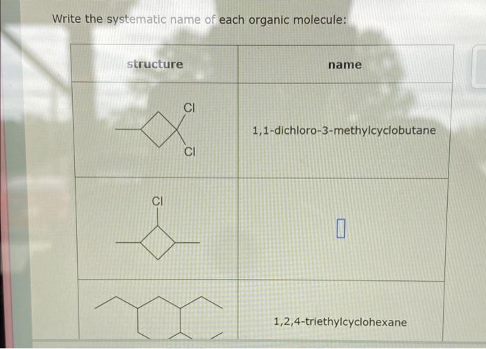 Solved Write the systematic name of each organic molecule: | Chegg.com