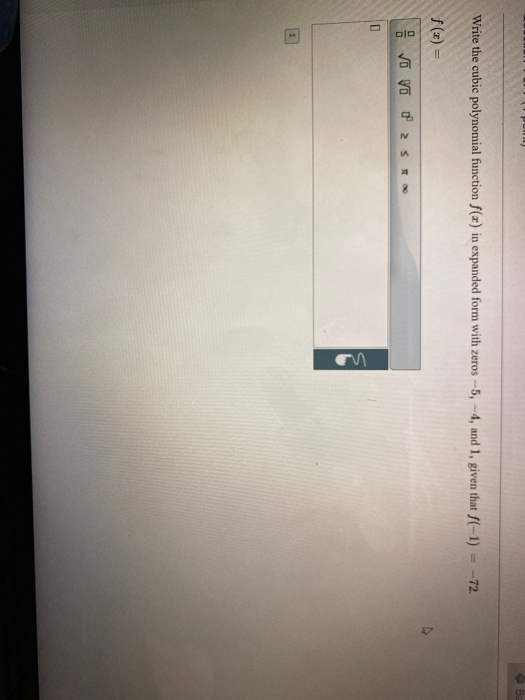 Solved Write the cubic polynomial function f() in expanded | Chegg.com