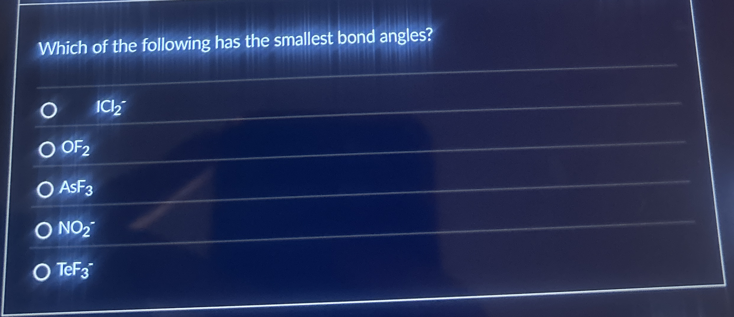 Solved Which of the following has the smallest bond | Chegg.com