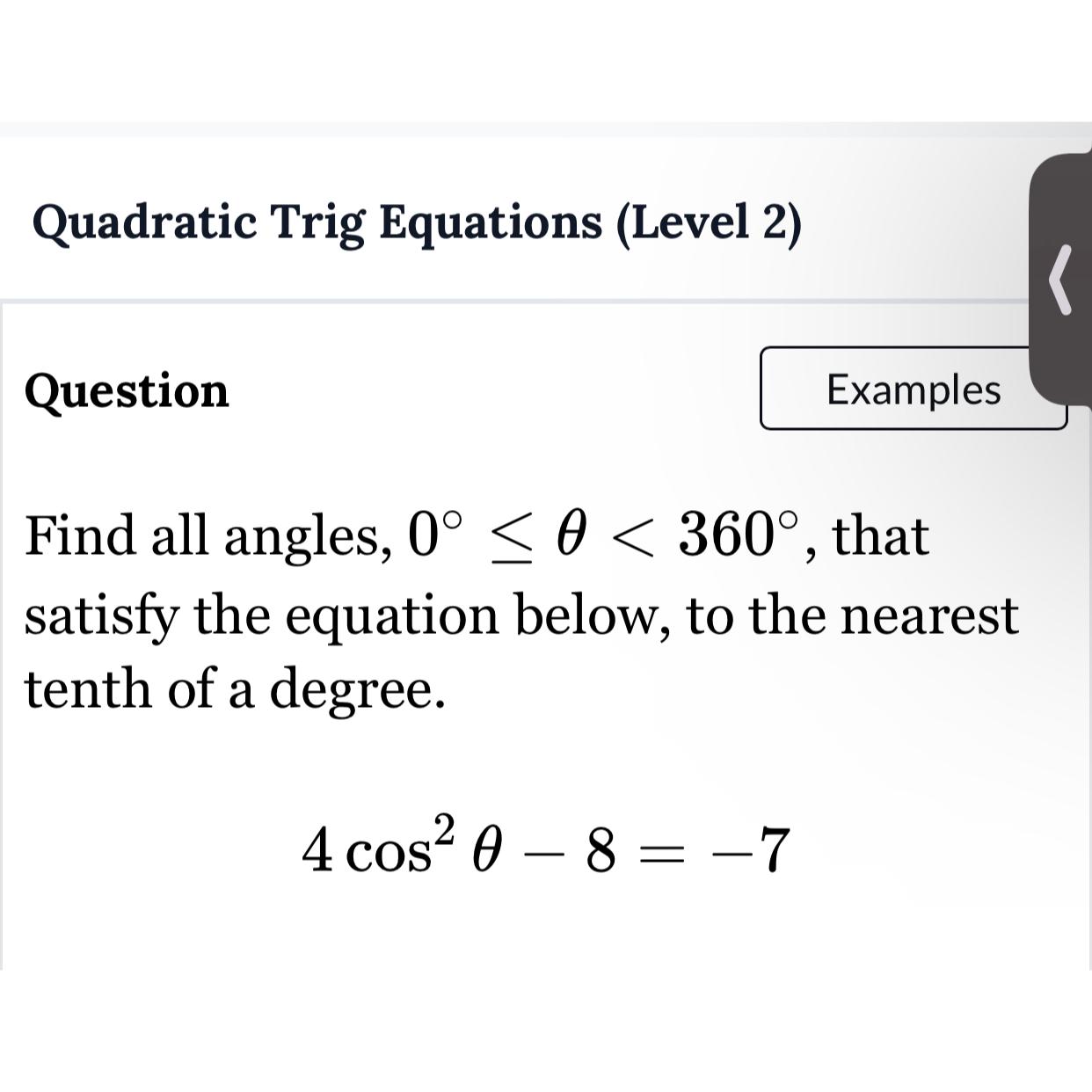 Solved Quadratic Trig Equations (Level