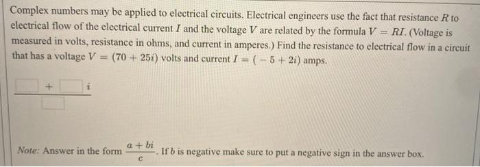 Complex Numbers May Be Applied To Electrical Chegg Com