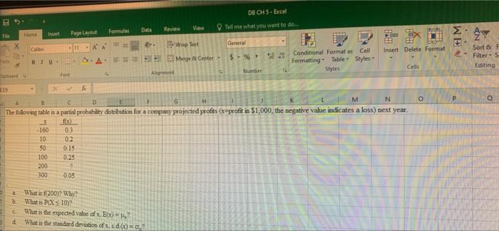 Solved B DE CHS- Excel Tell Me What You Want To Do Data View | Chegg.com