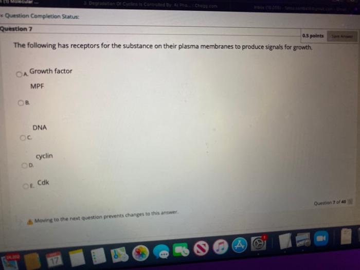 Solved Question Completion Status: Question 7 05 points The | Chegg.com