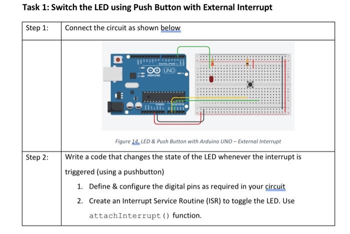 Solved Task 1: Switch The LED Using Push Button With | Chegg.com