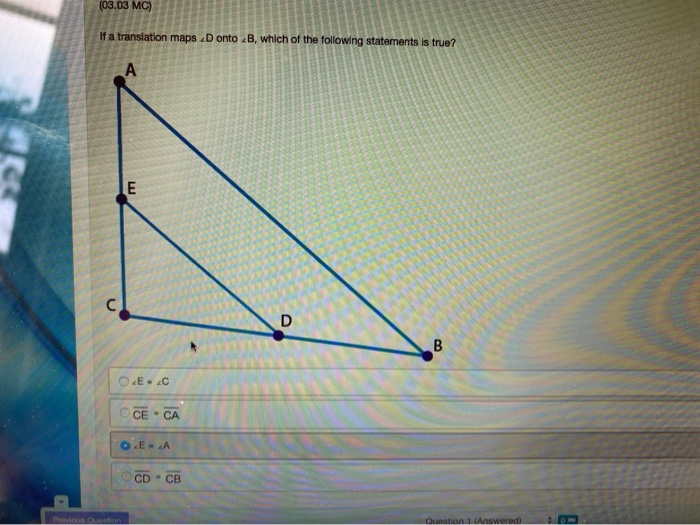 Solved (03.03 MC) translation maps onto 2B, which of the | Chegg.com