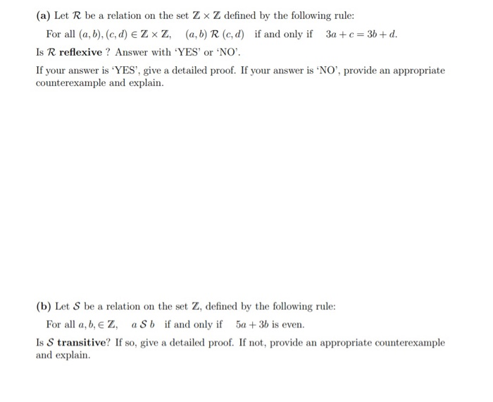 Solved (a) Let R Be A Relation On The Set Z X Z Defined By | Chegg.com