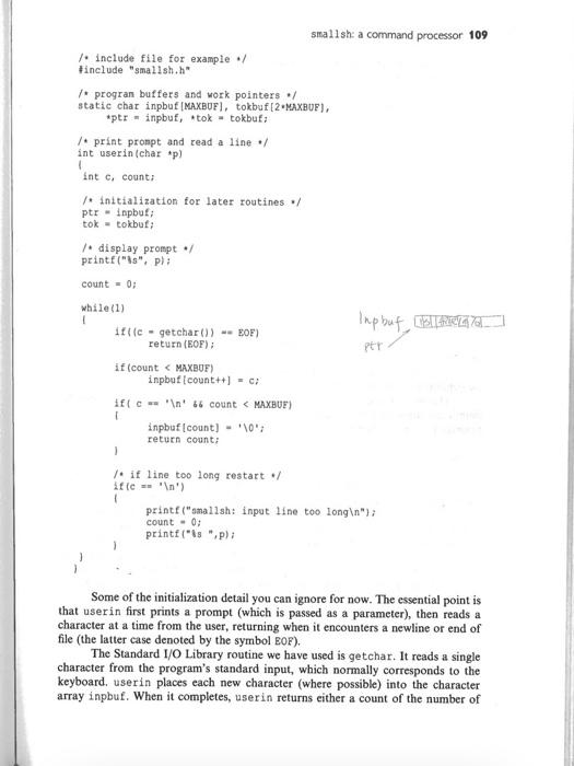 Solved smallsh: a command processor 109 include file for | Chegg.com